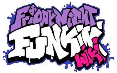 Friday Night Funkin' Wiki. Logo with bumping animation, based on the game's current logo but with the words "Friday Night" in purplish blue-magenta and the word "wiki" in magenta-pink on the bottom right